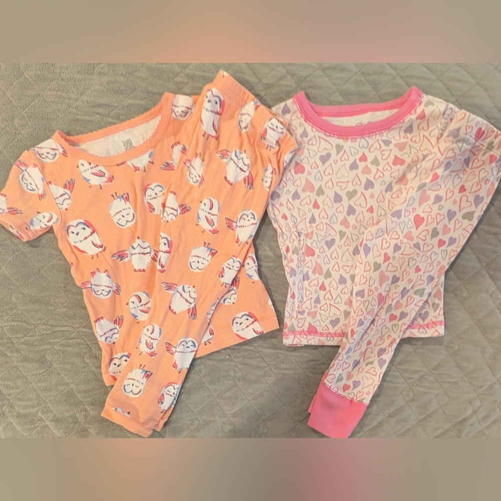 2T Kids Pajamas Set - Owl and Heart Print
